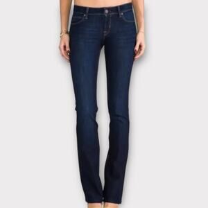 DL1961 Cindy Slim Bootcut Sonic Dark Wash Low Rise Jeans Size 27 raw hem